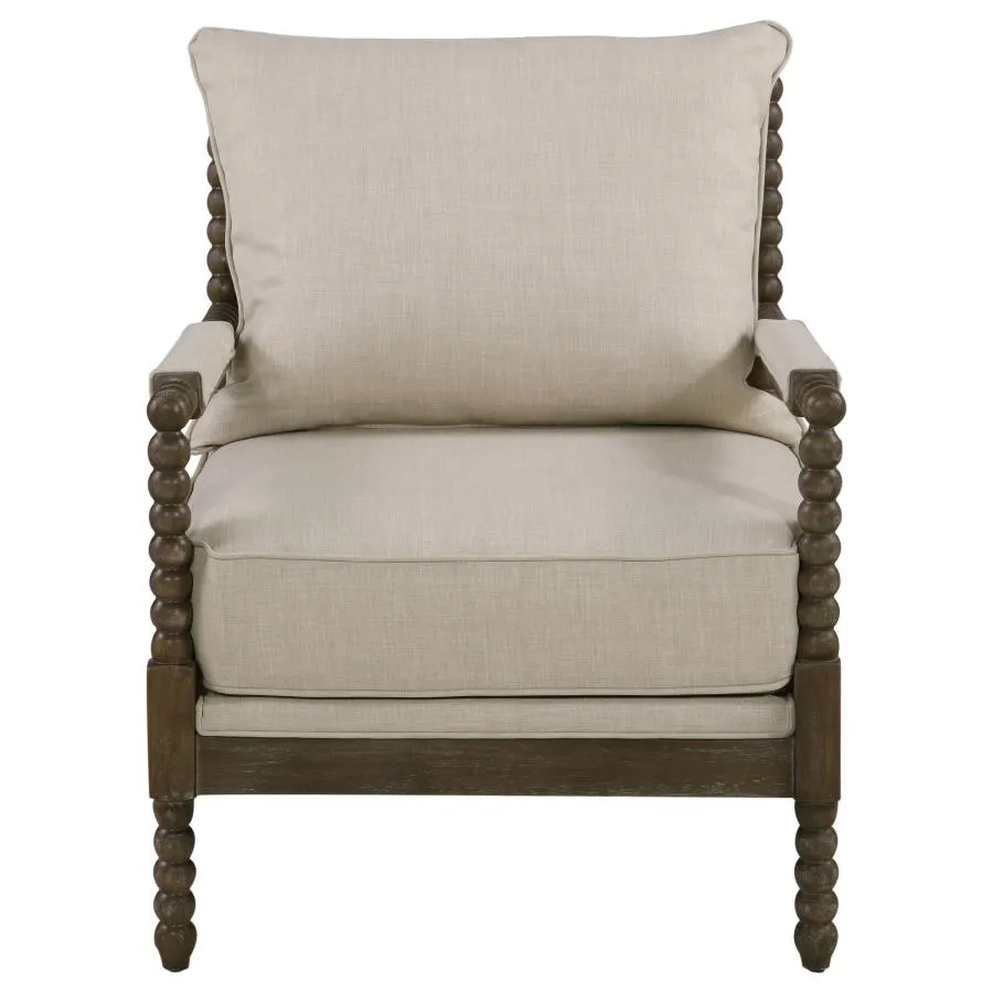 Adolfo Cushion Back Accent Chair Beige And Natural