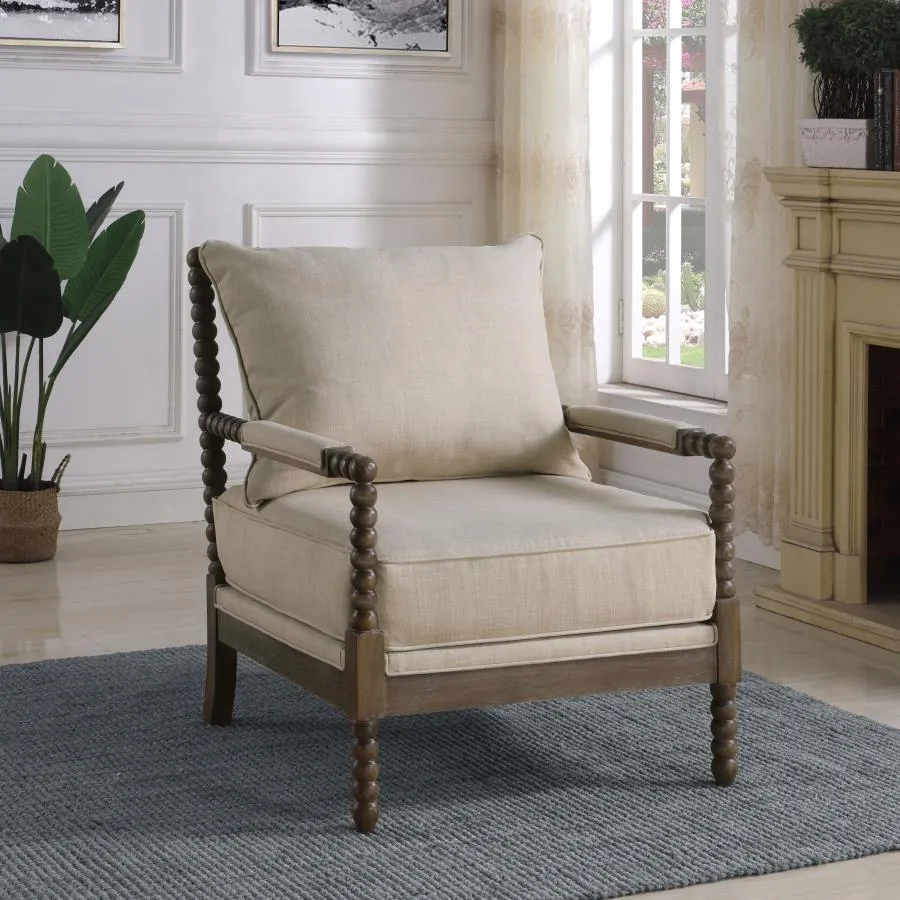 Adolfo Cushion Back Accent Chair Beige And Natural