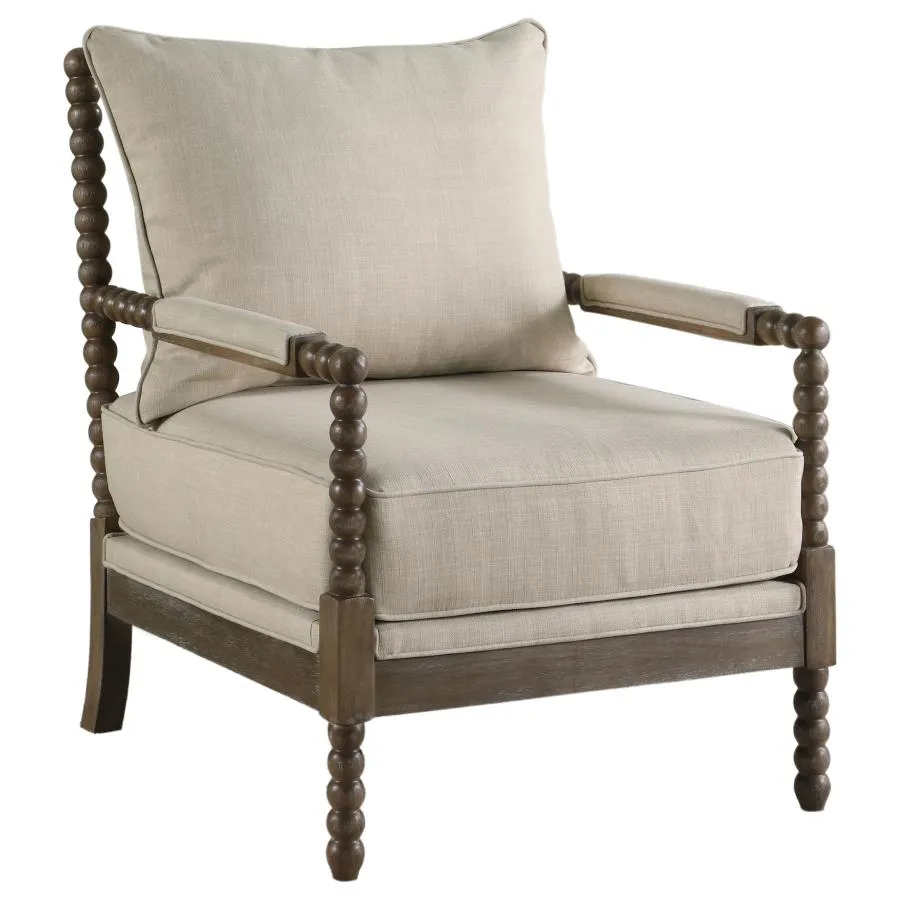 Adolfo Cushion Back Accent Chair Beige And Natural