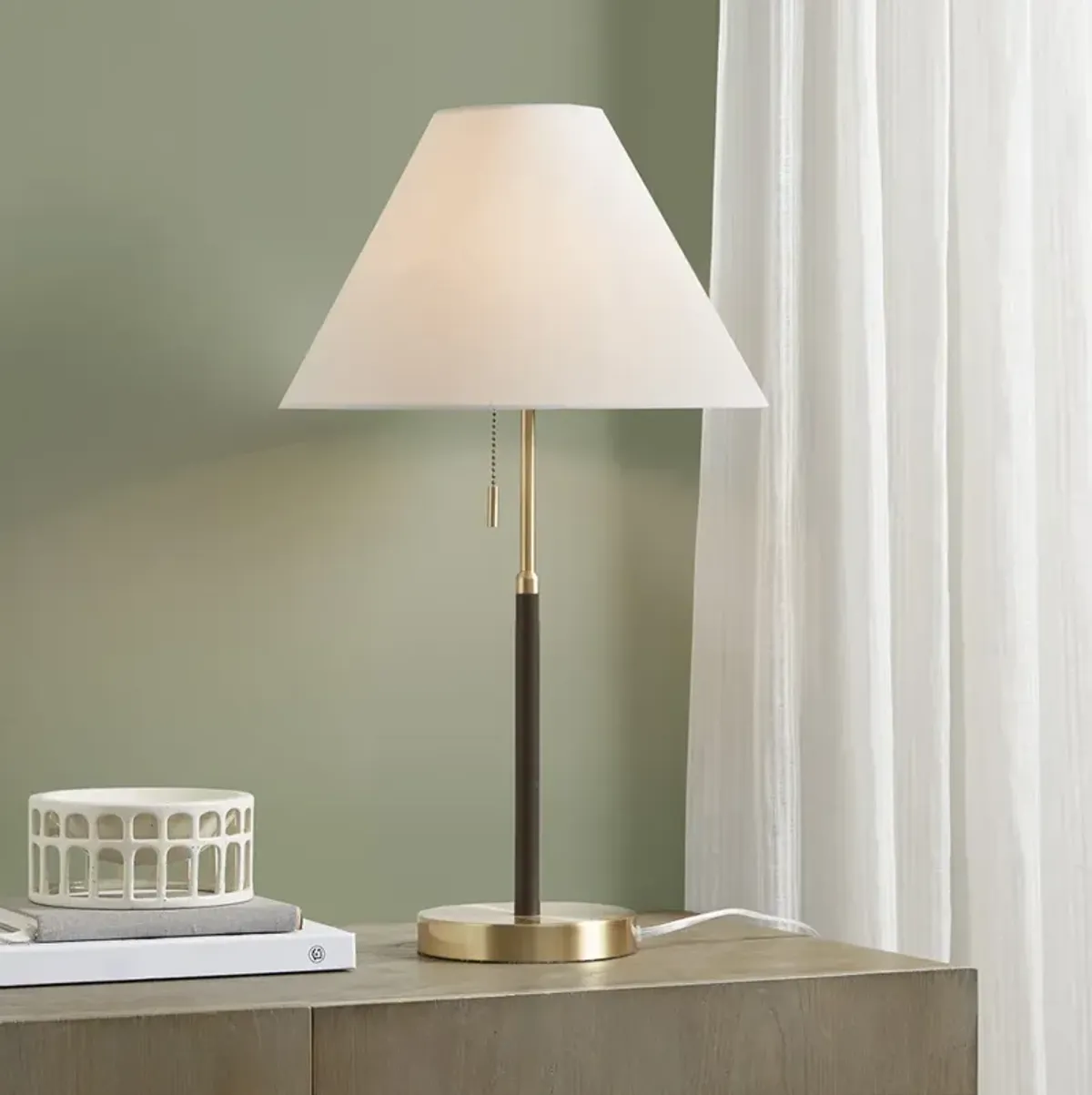 INK+IVY Bromley Gold/Brown Two Tone Pull-chain Table Lamp