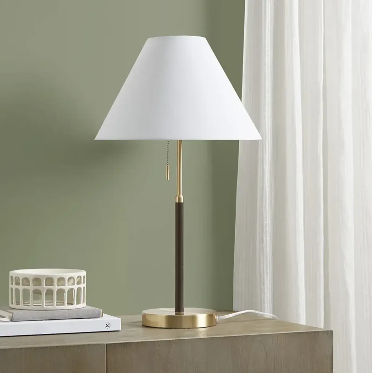 INK+IVY Bromley Gold/Brown Two Tone Pull-chain Table Lamp