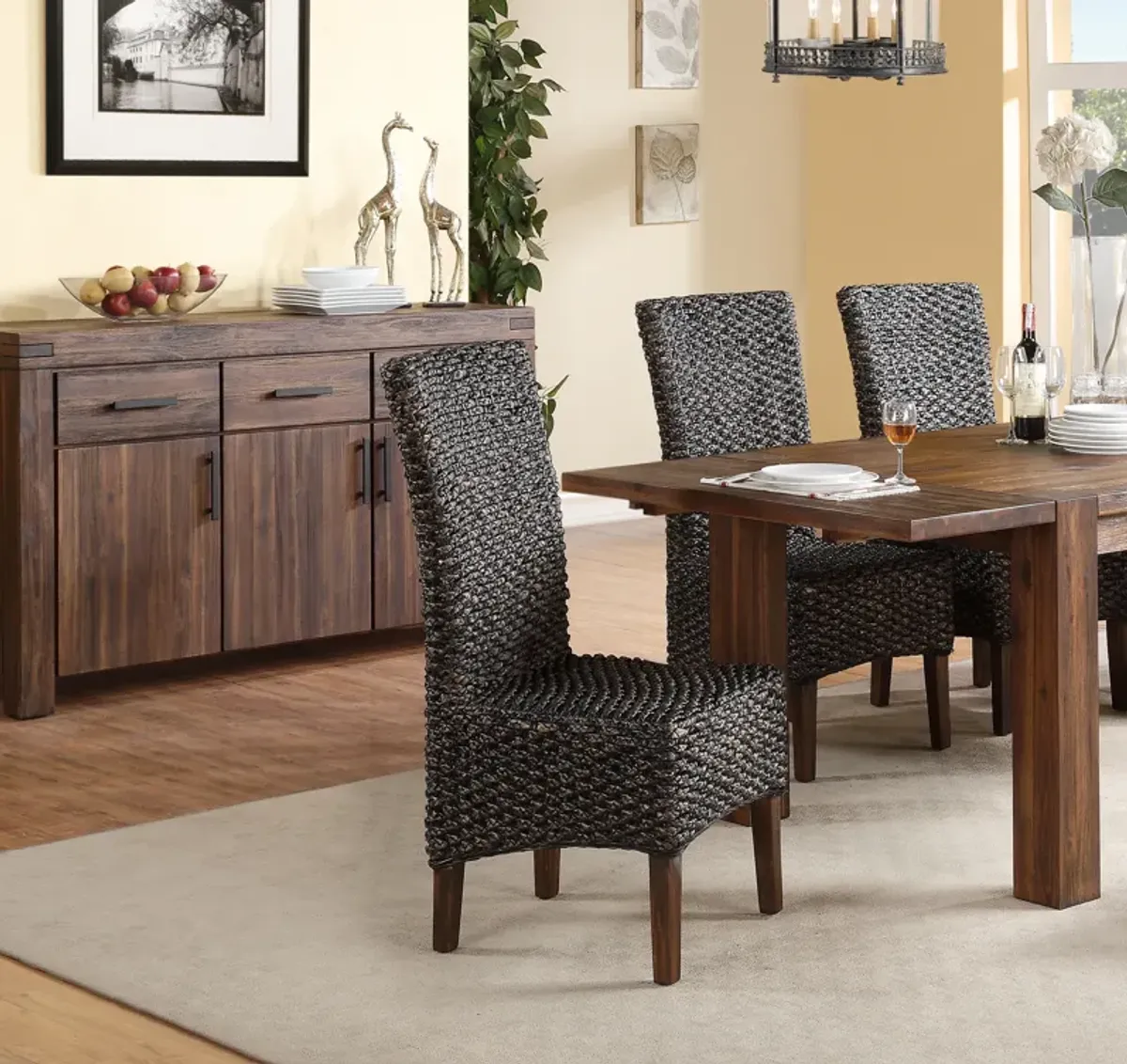 Meadow Wicker Dining Chair in Brick Brown