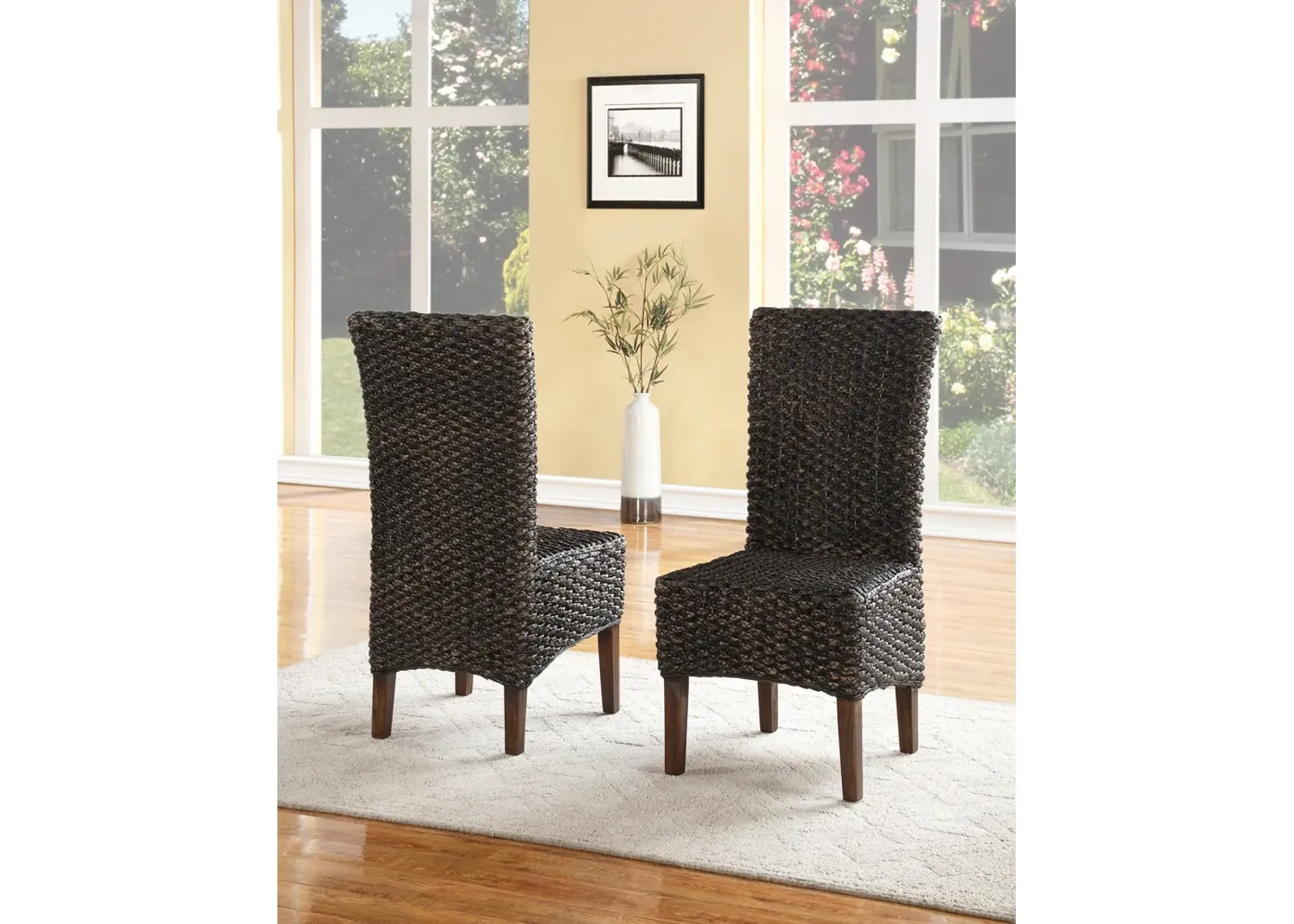 Meadow Wicker Dining Chair in Brick Brown