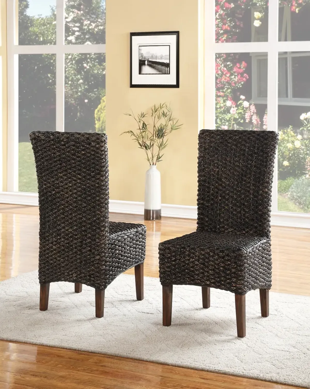 Meadow Wicker Dining Chair in Brick Brown