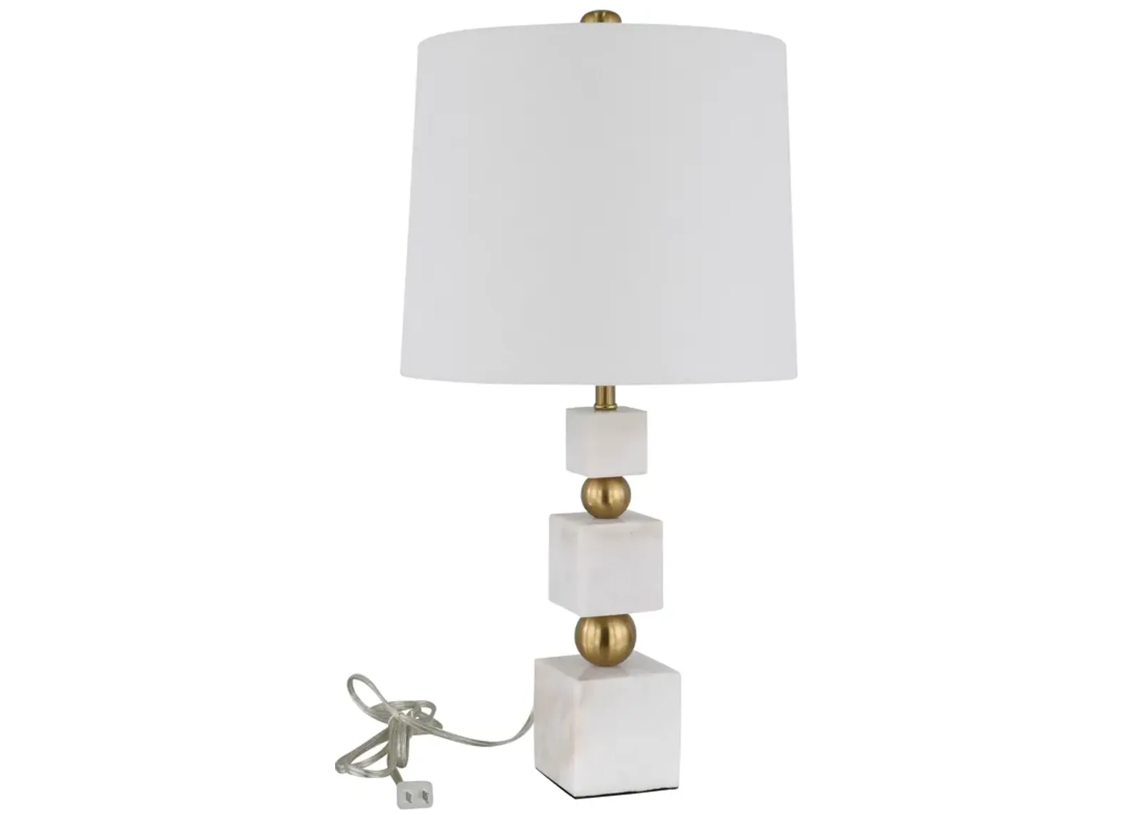 Marble, 24" Cubes & Orbs Table Lamp, White/gold