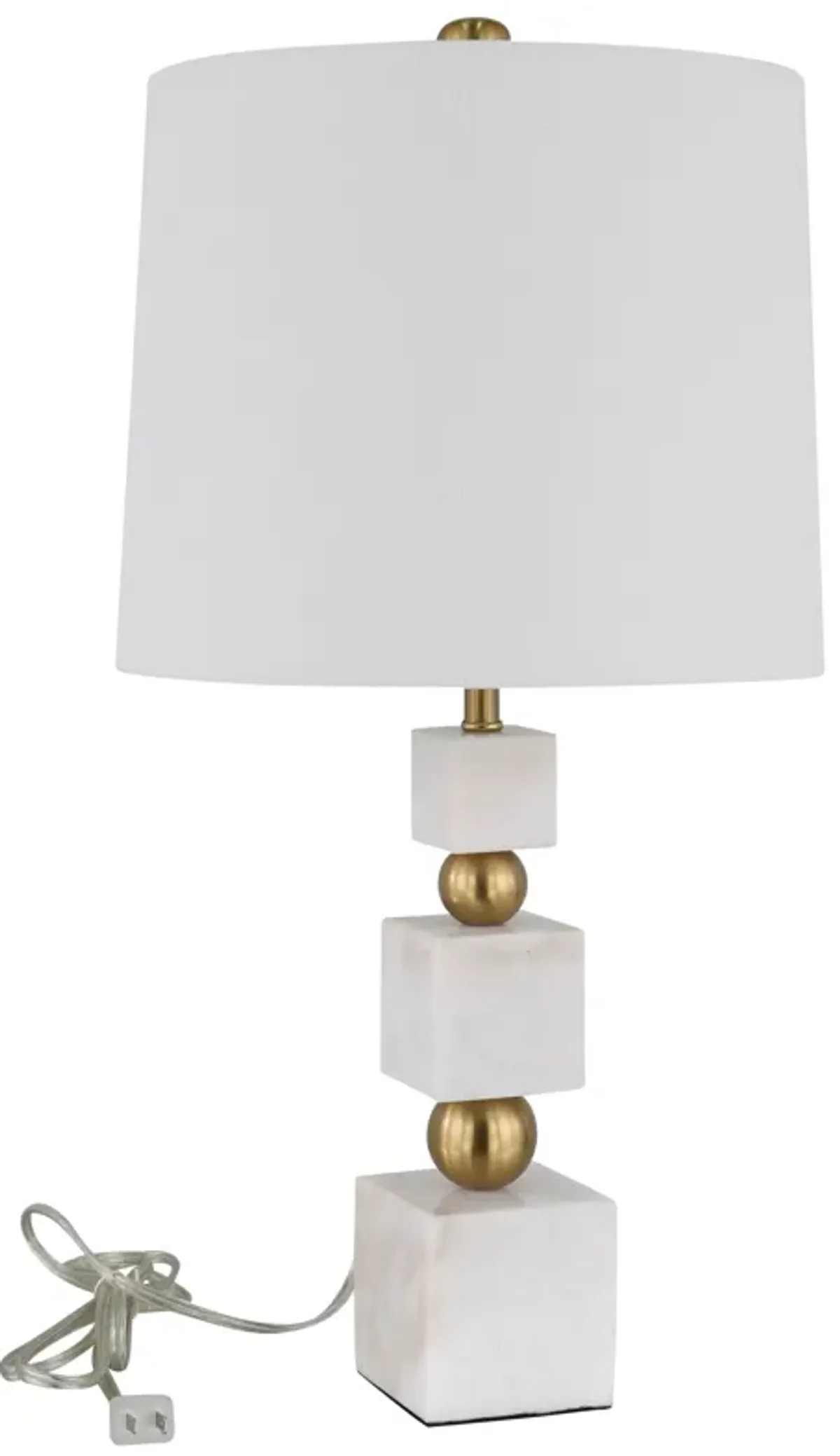 Marble, 24" Cubes & Orbs Table Lamp, White/gold