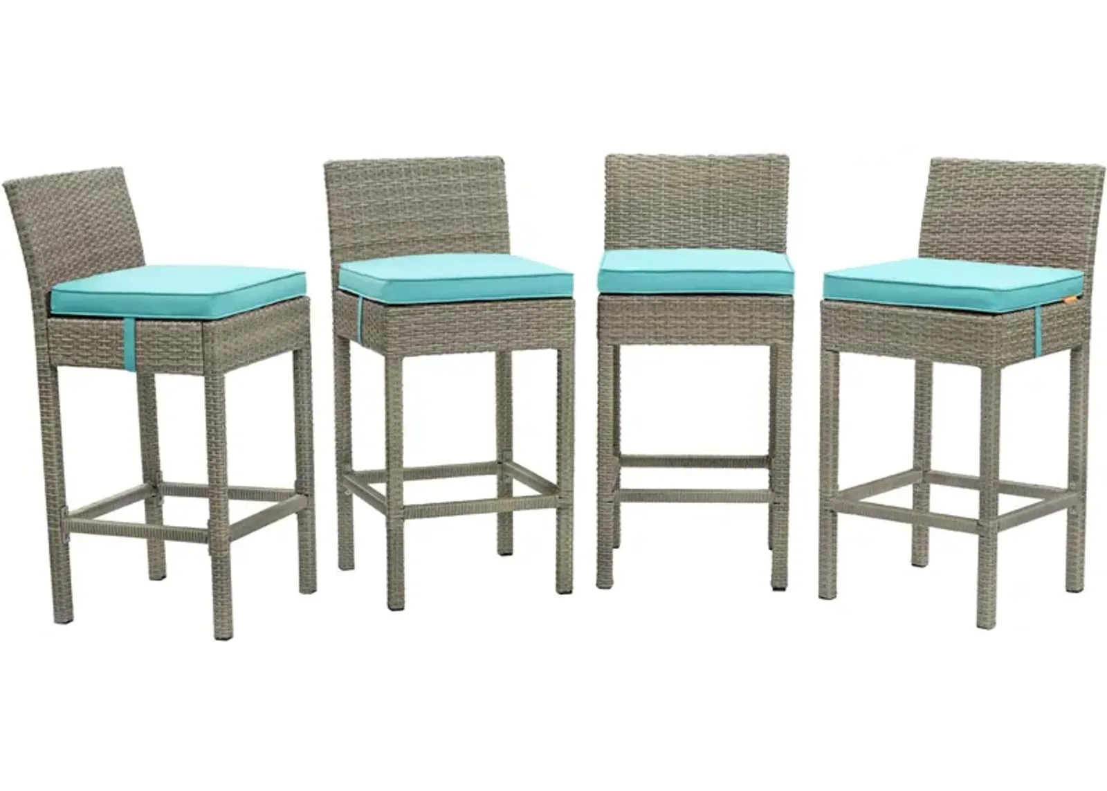 Conduit Bar Stool Outdoor Patio Wicker Rattan Set of 4