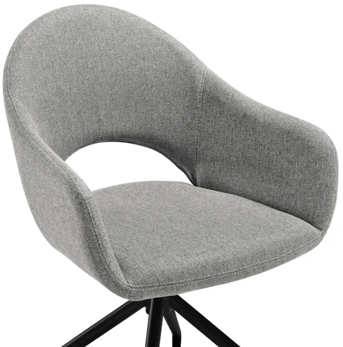 Pria Swivel Upholstered Dining Chair in Gray Fabric with Black Metal Legs - Set of 2