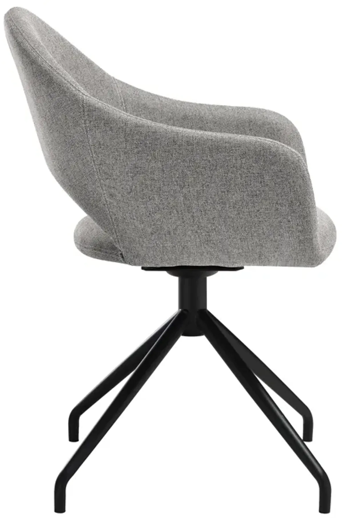 Pria Swivel Upholstered Dining Chair in Gray Fabric with Black Metal Legs - Set of 2