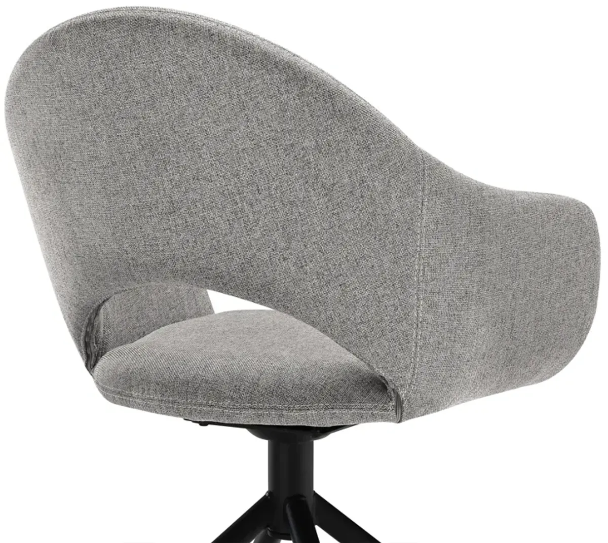 Pria Swivel Upholstered Dining Chair in Gray Fabric with Black Metal Legs - Set of 2