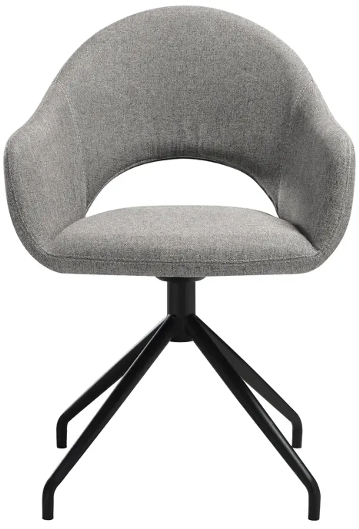 Pria Swivel Upholstered Dining Chair in Gray Fabric with Black Metal Legs - Set of 2