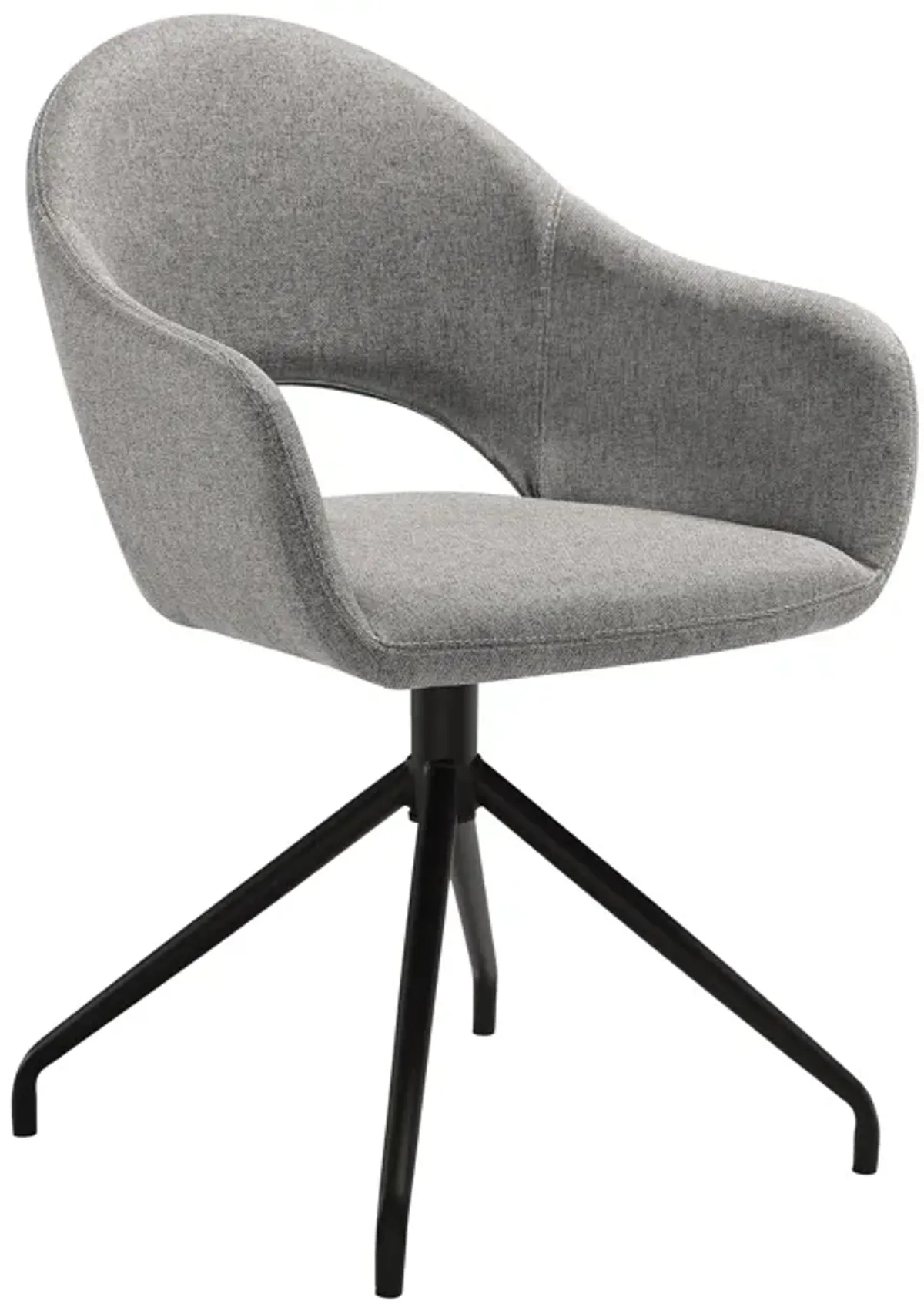 Pria Swivel Upholstered Dining Chair in Gray Fabric with Black Metal Legs - Set of 2