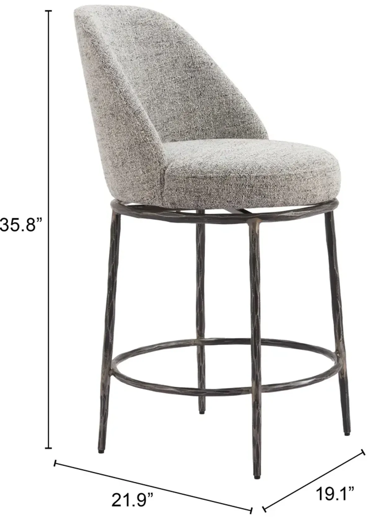 Nordhavn Swivel Counter Stool Gray