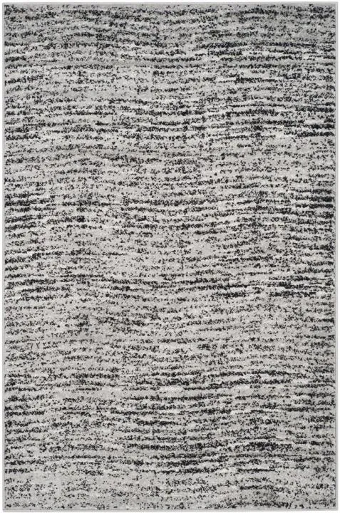 Adirondack Contemporary Black / Silver 6' X 6' Square Powerloomed Rug