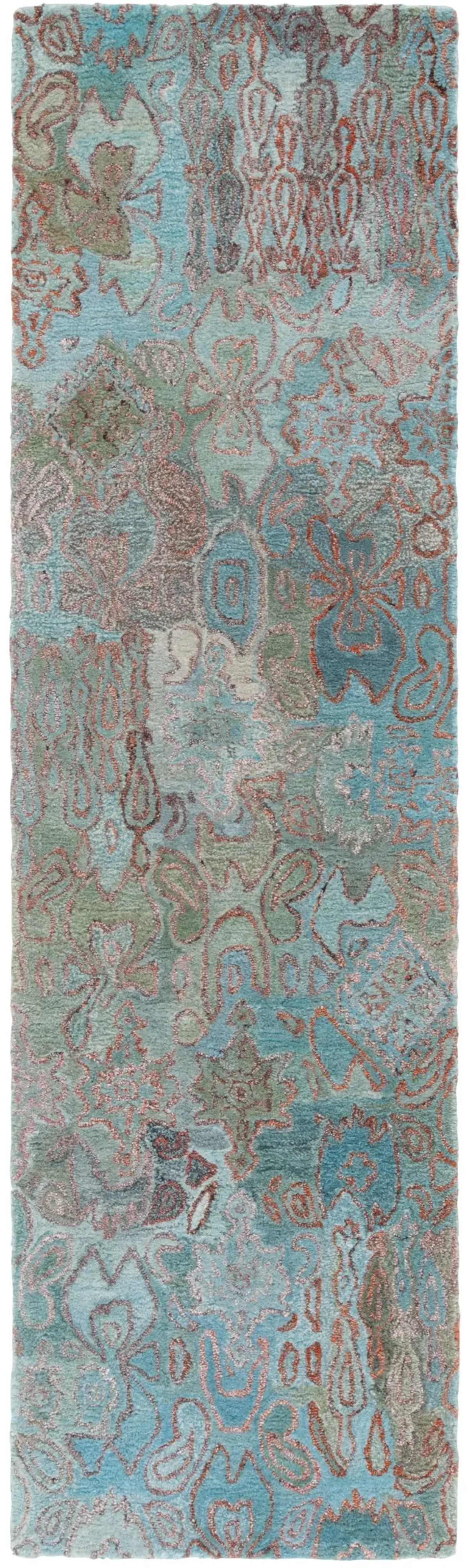 ANATOLIA 403 TEAL  2'-3' x 8' Runner Rug