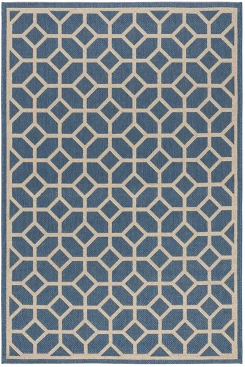 Safavieh BEACH HOUSE Collection BHS127M-4 Blue / Creme 4' X 6'