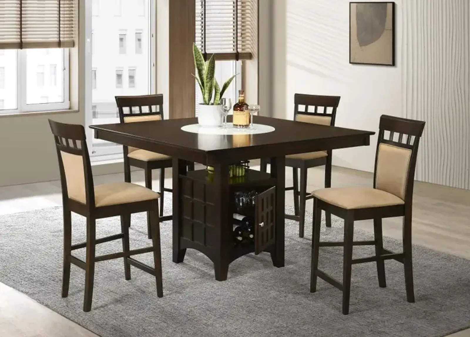 Gabriel 5-piece Square Counter Height Dining Set Cappuccino