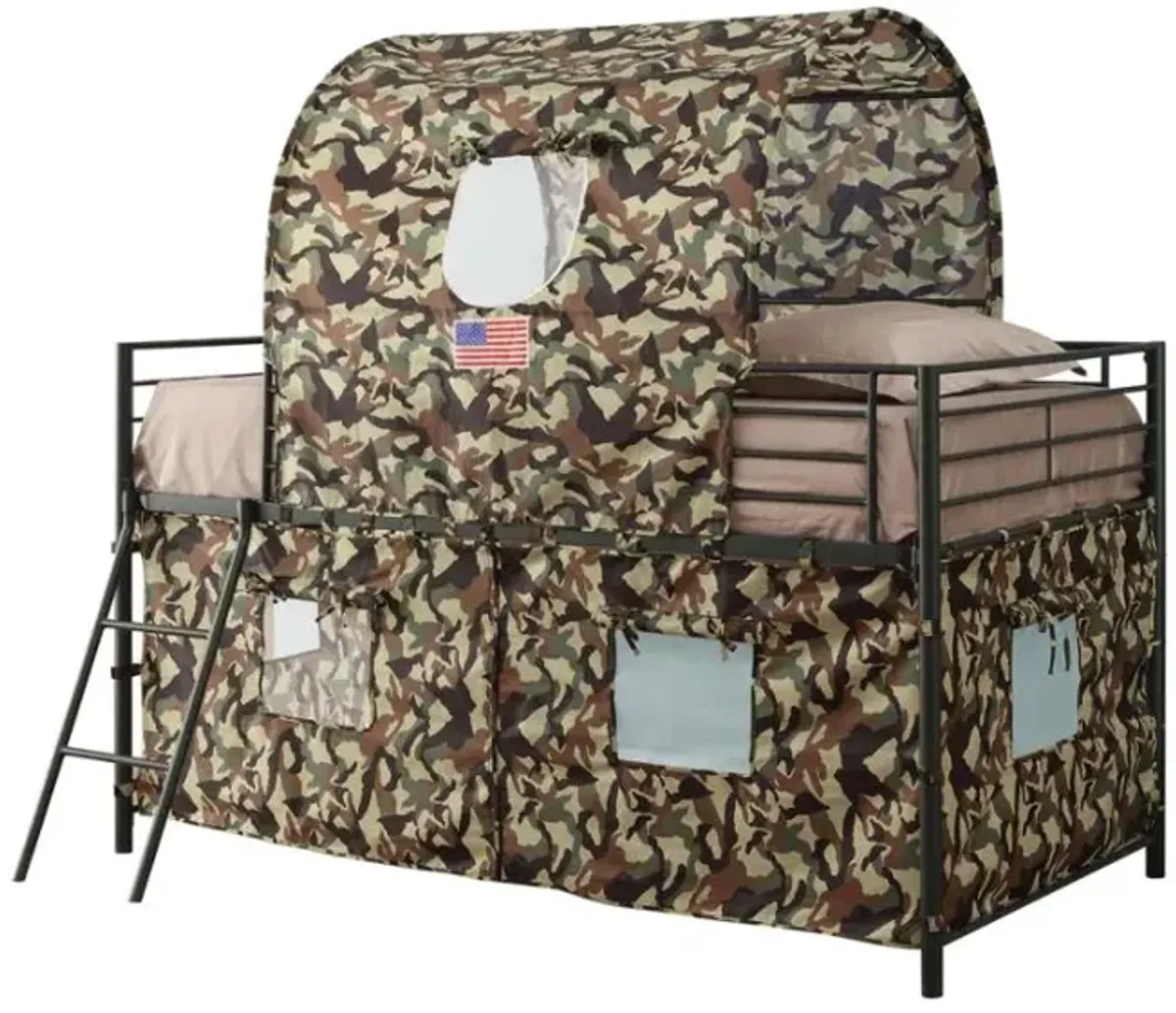 Camouflage Tent Loft Bed with Ladder Army Green