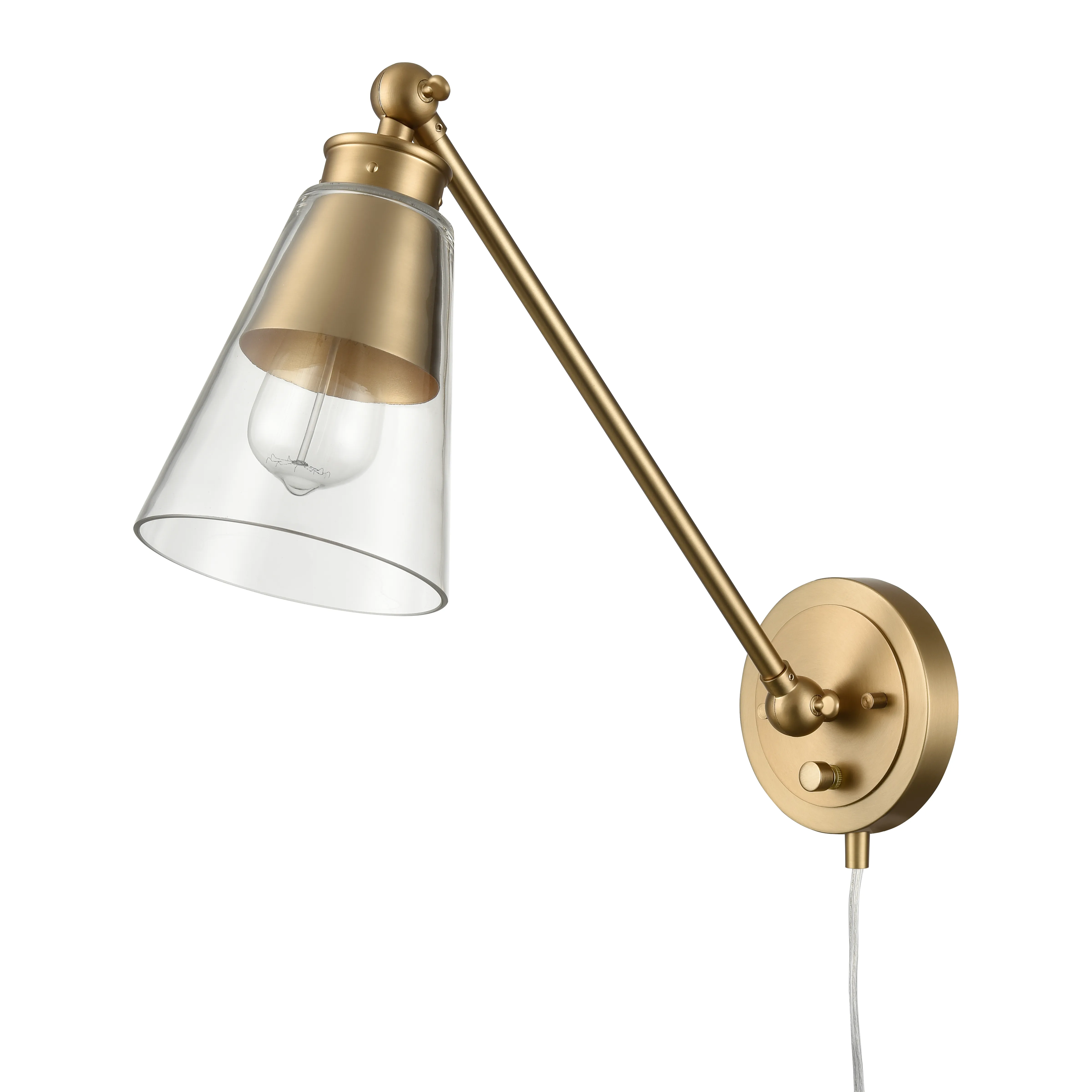 Albany 9.25'' High 1-Light Swingarm Sconce - Brushed Gold