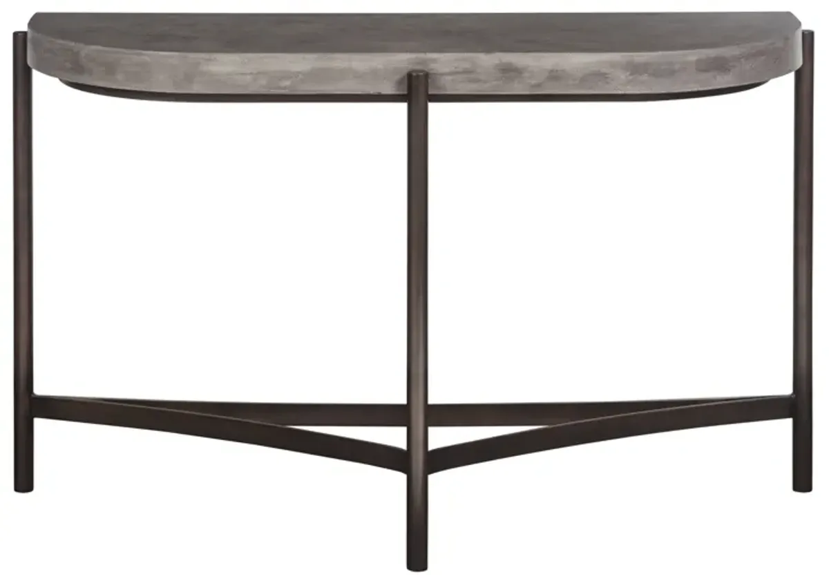 Lyon Semi-Circular Natural Concrete And Metal Console Table