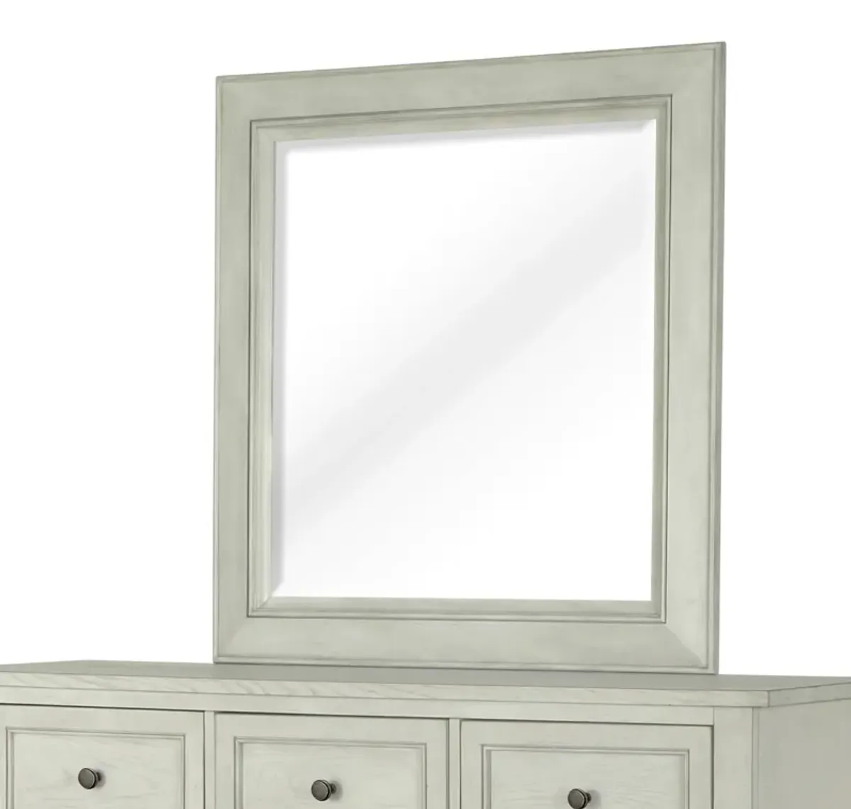 Raelynn Portrait Concave Framed Mirror in Weathered White