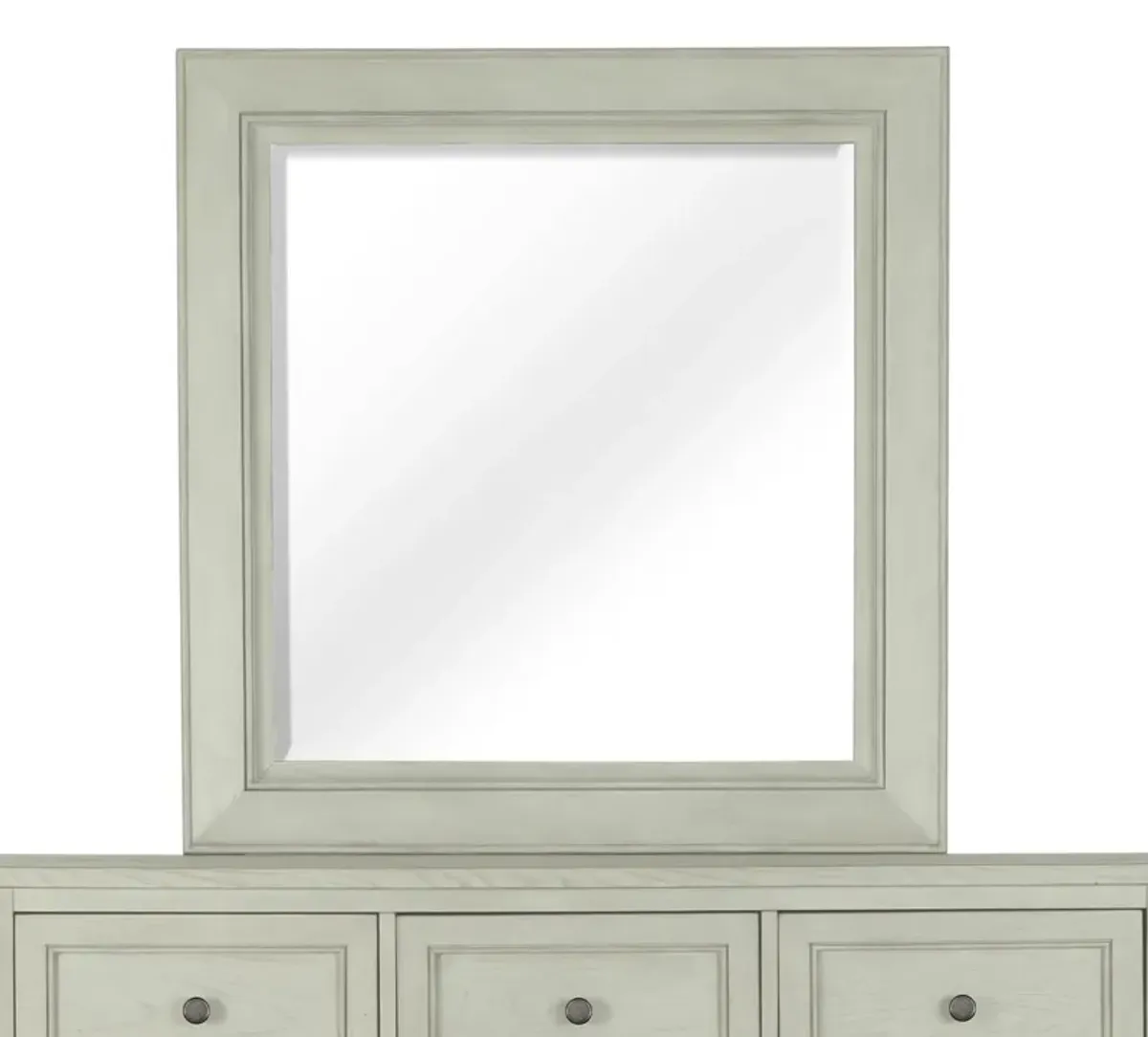 Raelynn Portrait Concave Framed Mirror in Weathered White