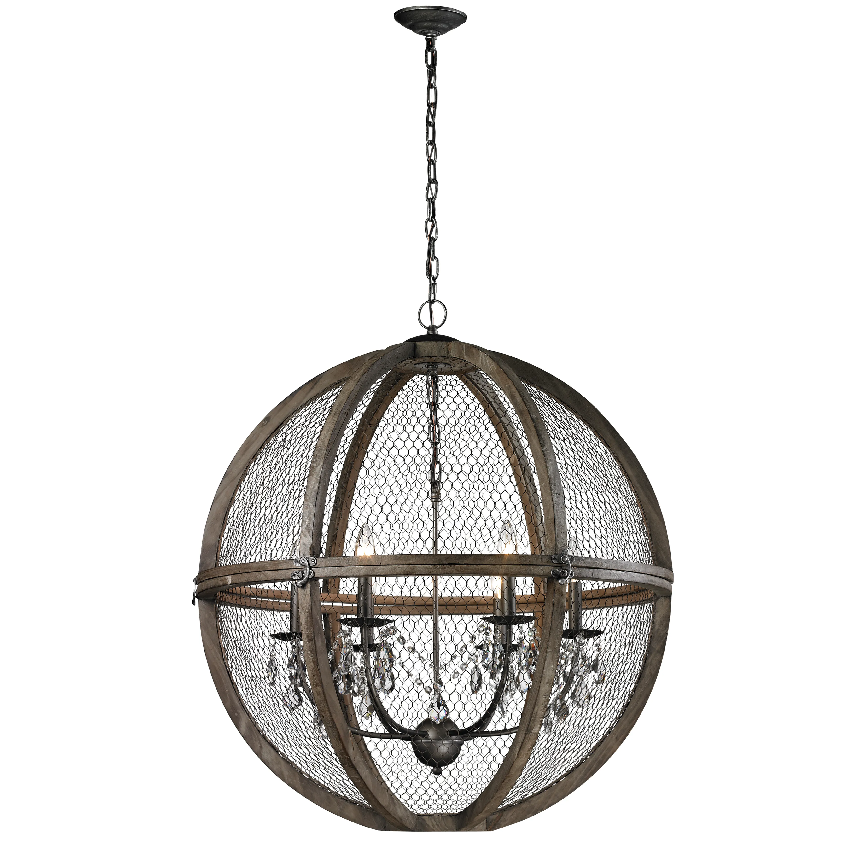 Renaissance Invention 30" Wide 6-Light Pendant - Weathered Zinc