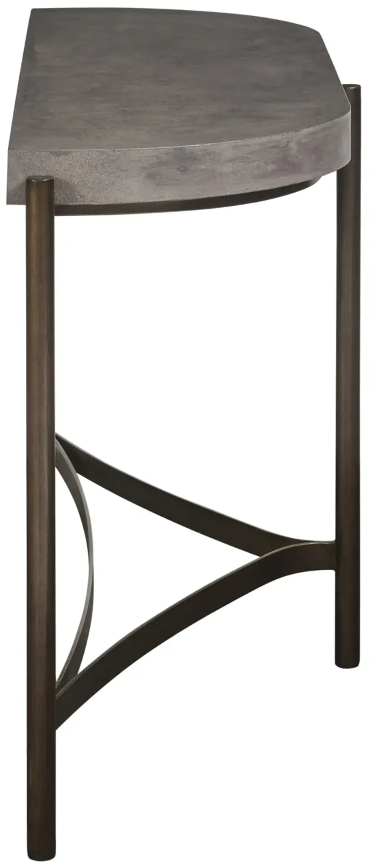 Lyon Semi-circular Natural Concrete and Metal Console Table