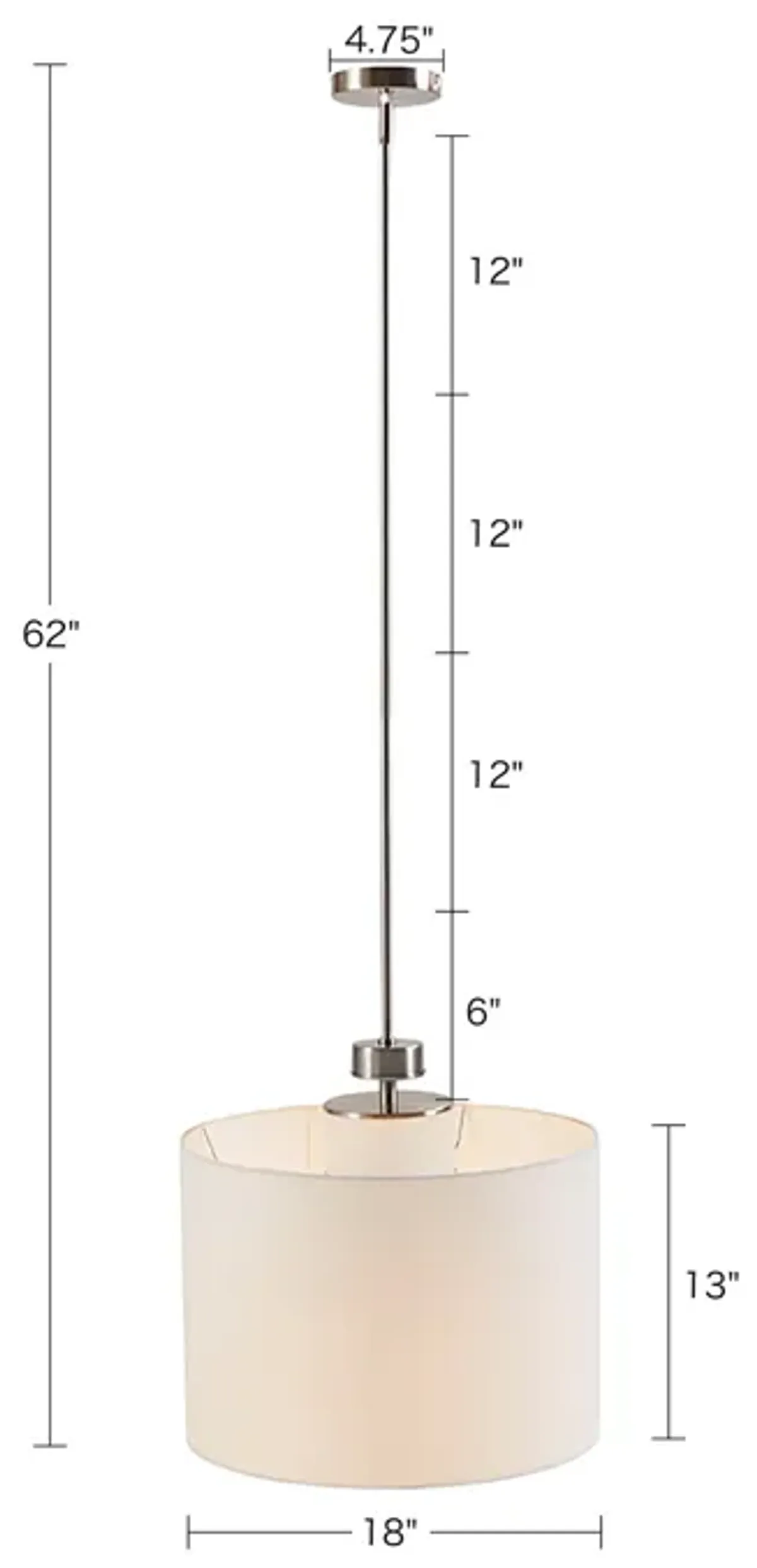 INK+IVY Pacific Plated Nickel Metal Pendant with Drum Shade