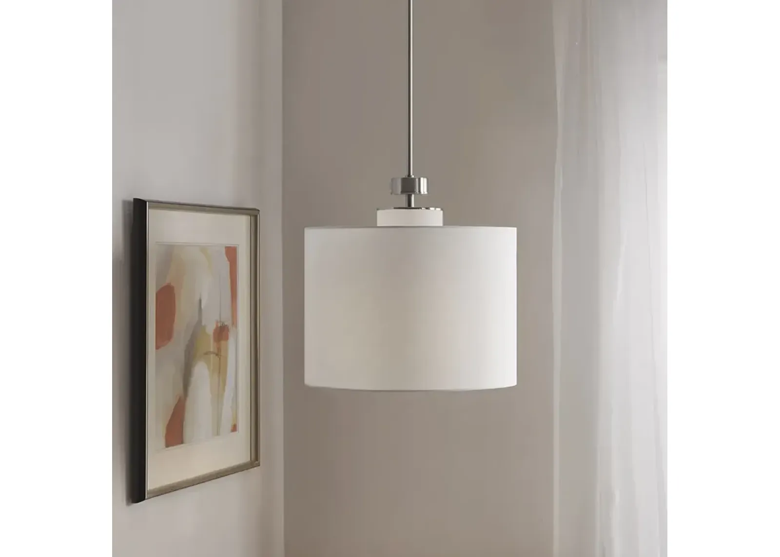 INK+IVY Pacific Plated Nickel Metal Pendant with Drum Shade