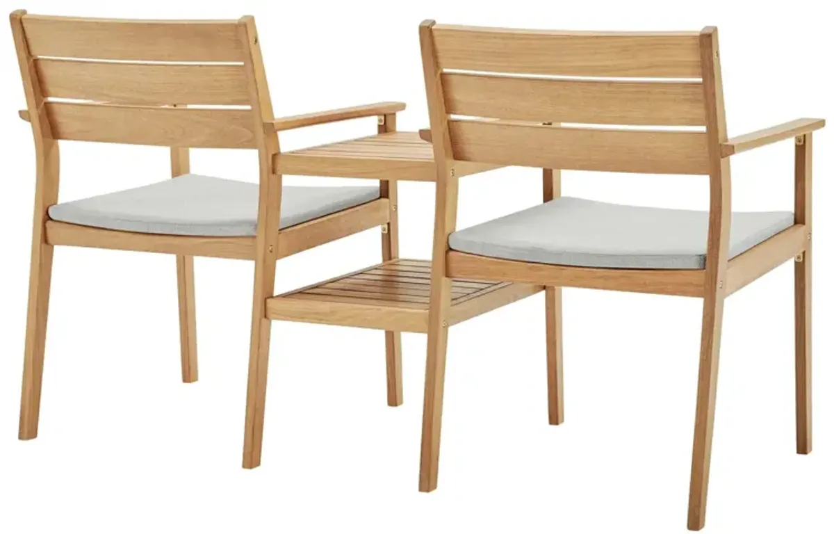 Viewscape Outdoor Patio Ash Wood Jack and Jill Chair Set