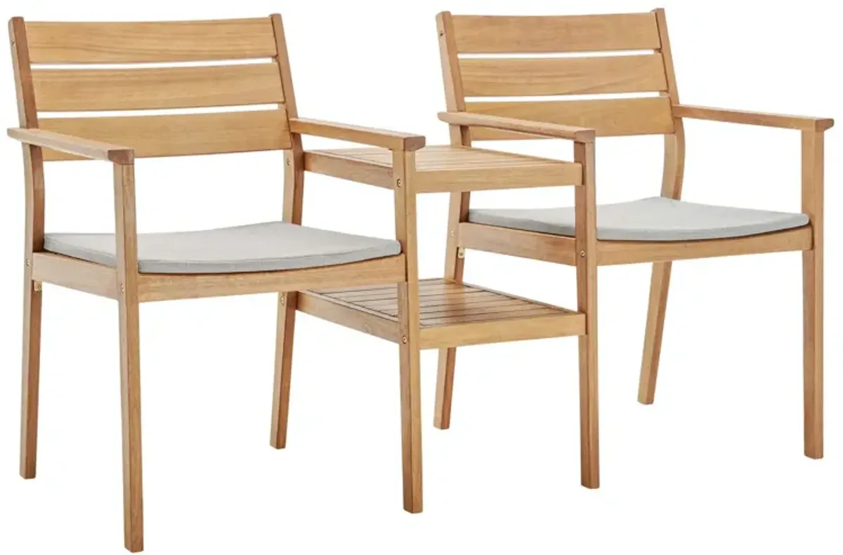 Viewscape Outdoor Patio Ash Wood Jack and Jill Chair Set