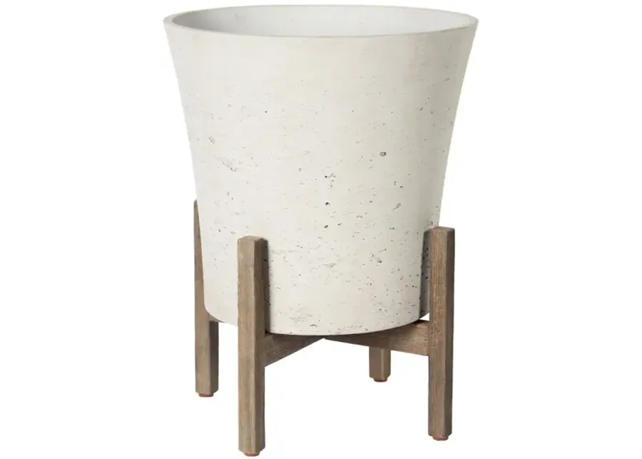 Patio Tapered Medium Standing Pot - White Wash