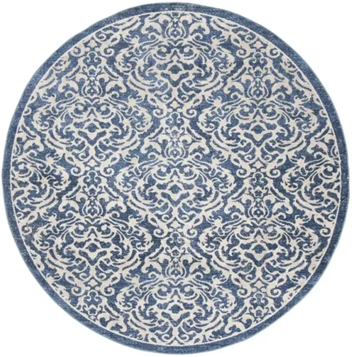 Brentwood 810 Navy / Creme 3' X 3' Round Round Powerloomed Rug