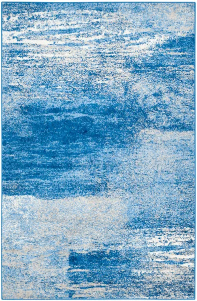 Adirondack Contemporary Silver / Blue 3' X 3' Square Powerloomed Rug