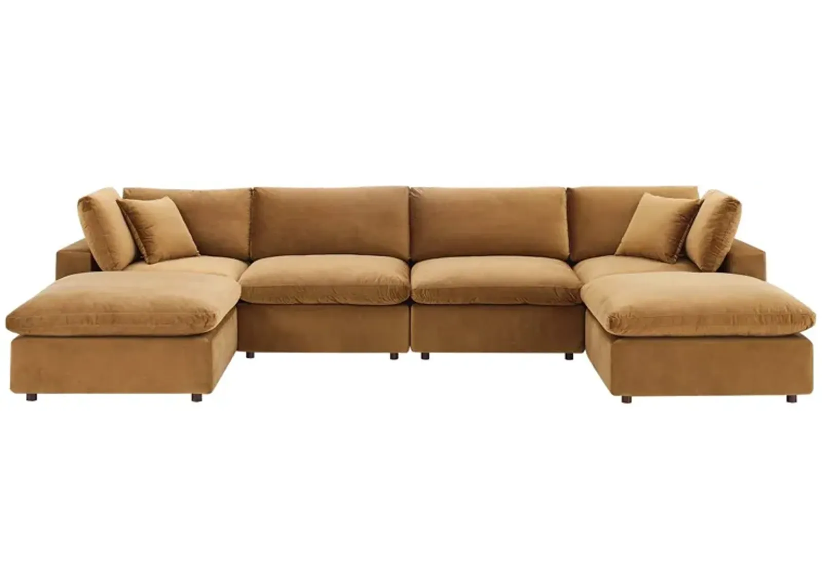 Commix Down Filled Overstuffed Performance Velvet 6-Piece Sectional Sofa