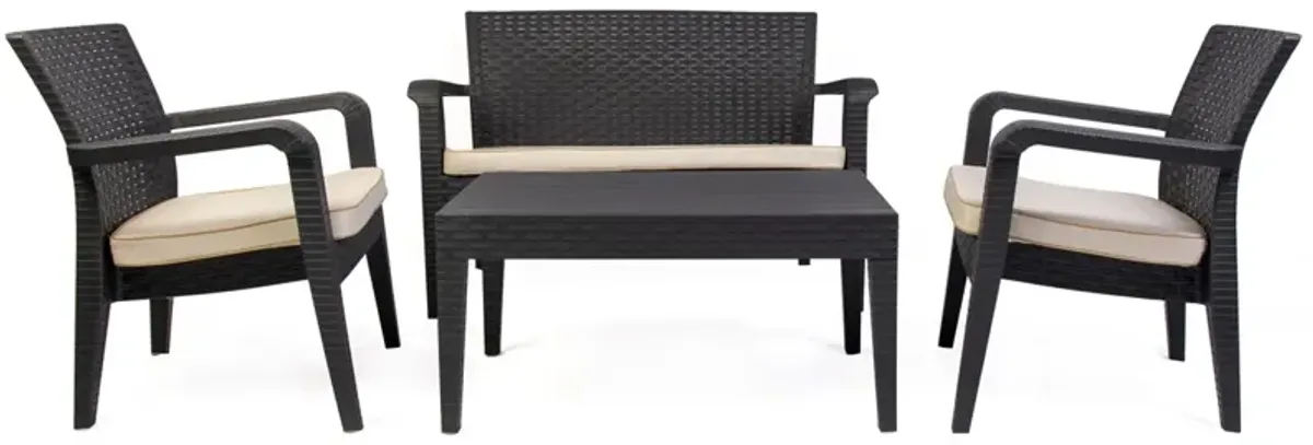 Alaska 4 Piece Seating Set with Cushions-Anthracite