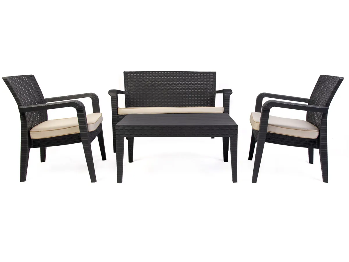 Alaska 4 Piece Seating Set with Cushions-Anthracite