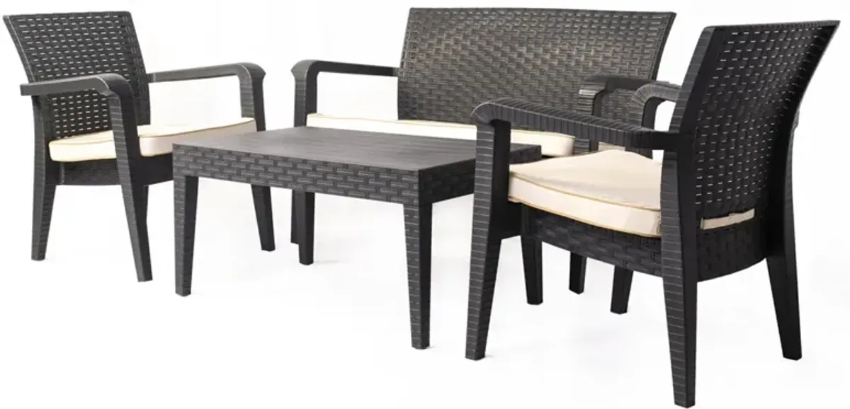 Alaska 4 Piece Seating Set with Cushions-Anthracite