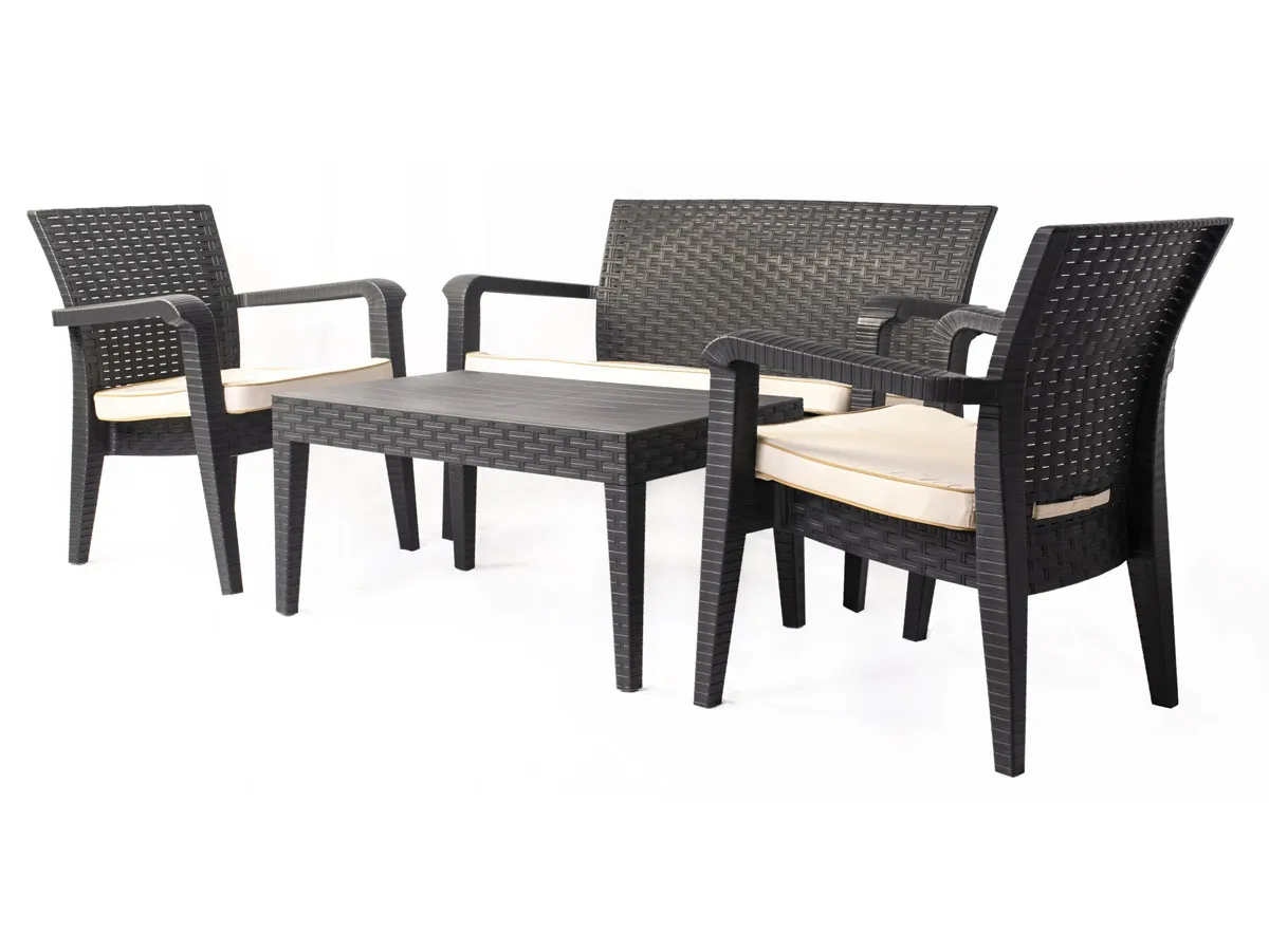 Alaska 4 Piece Seating Set with Cushions-Anthracite