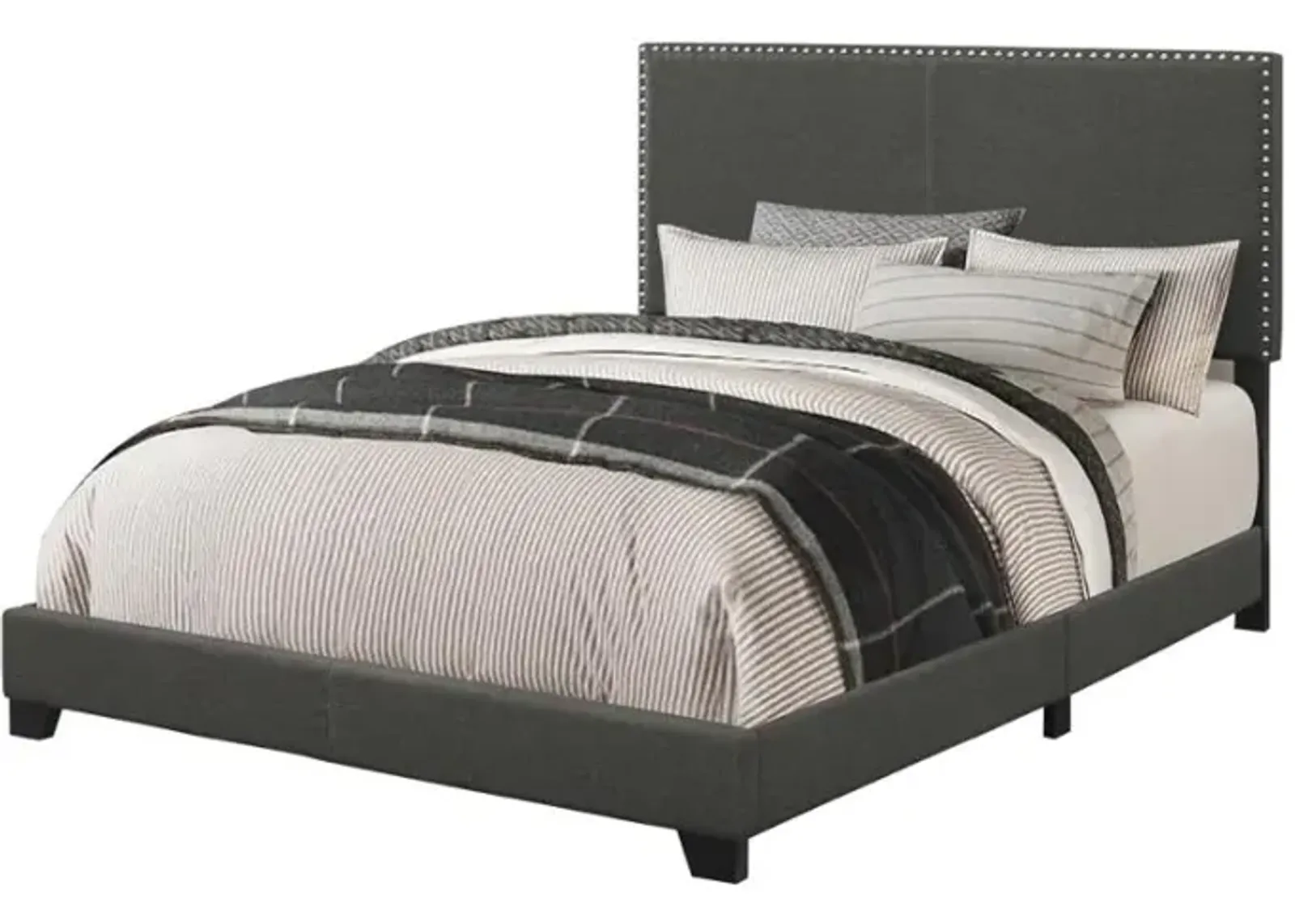 Boyd Full Upholstered Bed with Nailhead Trim Charcoal