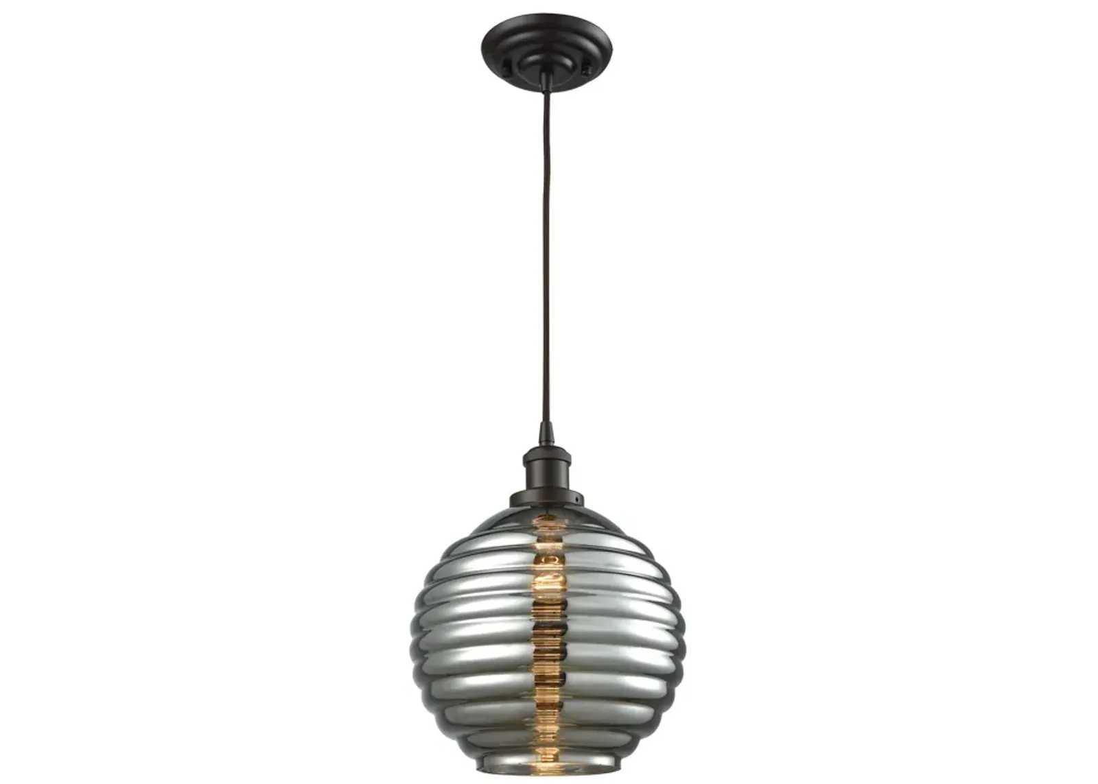 Ridley 1-Light Pendant in Oil Rubbed Bronze with Smoke Plated Beehive Glass - Includes Adaptor Kit