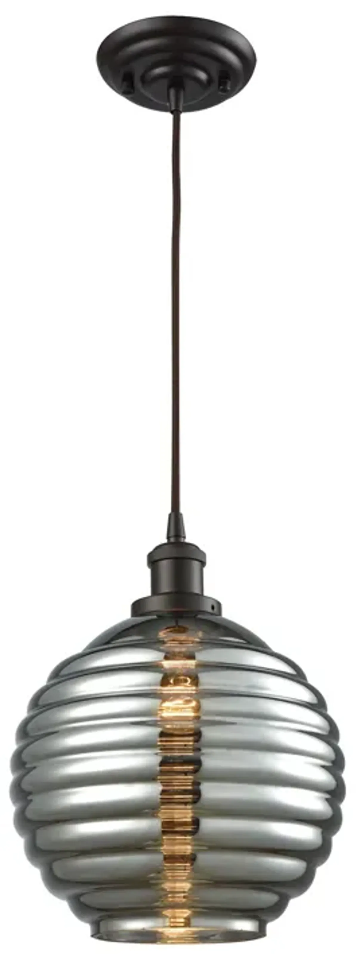 Ridley 1-Light Pendant in Oil Rubbed Bronze with Smoke Plated Beehive Glass - Includes Adaptor Kit