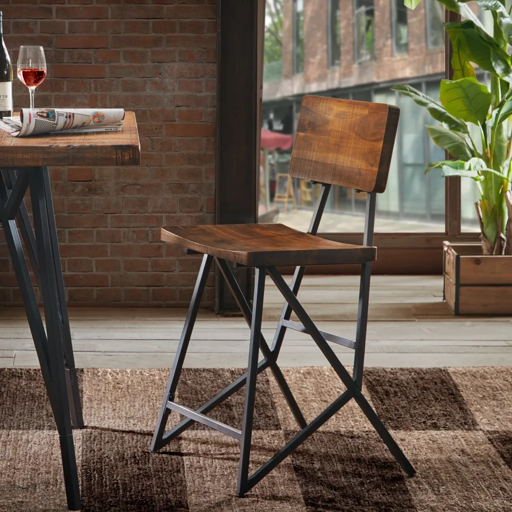 INK+IVY Trestle Reclaimed Brown/ Gun Metal Counter Stool