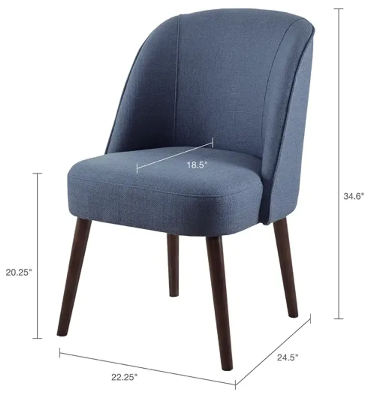 Madison Park Bexley Blue Rounded Back Dining Chair