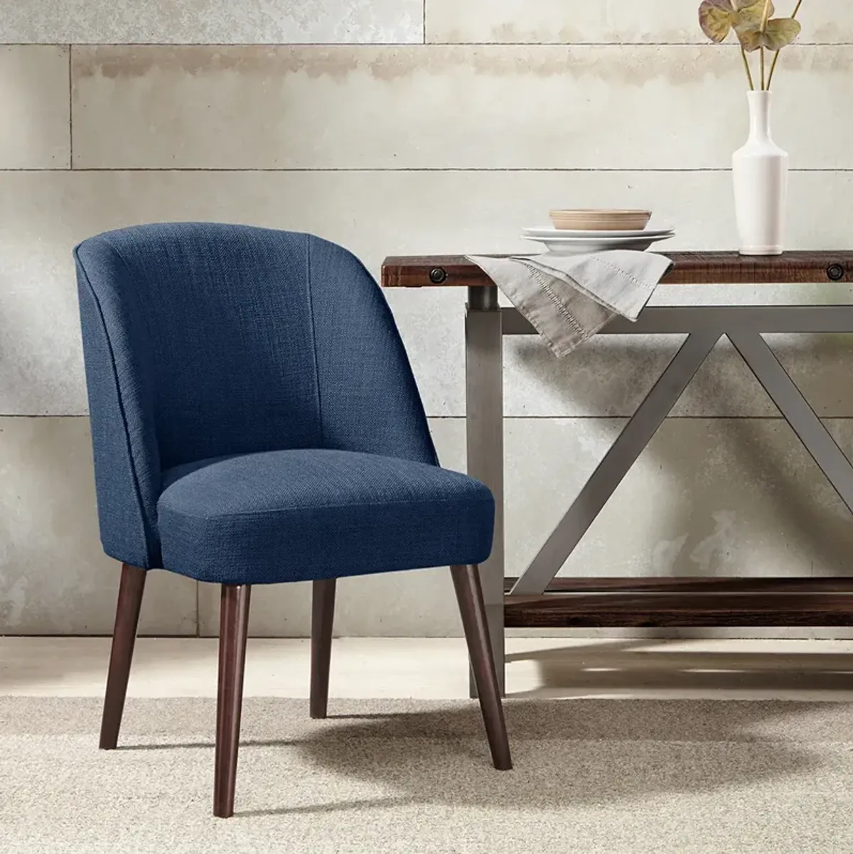 Madison Park Bexley Blue Rounded Back Dining Chair