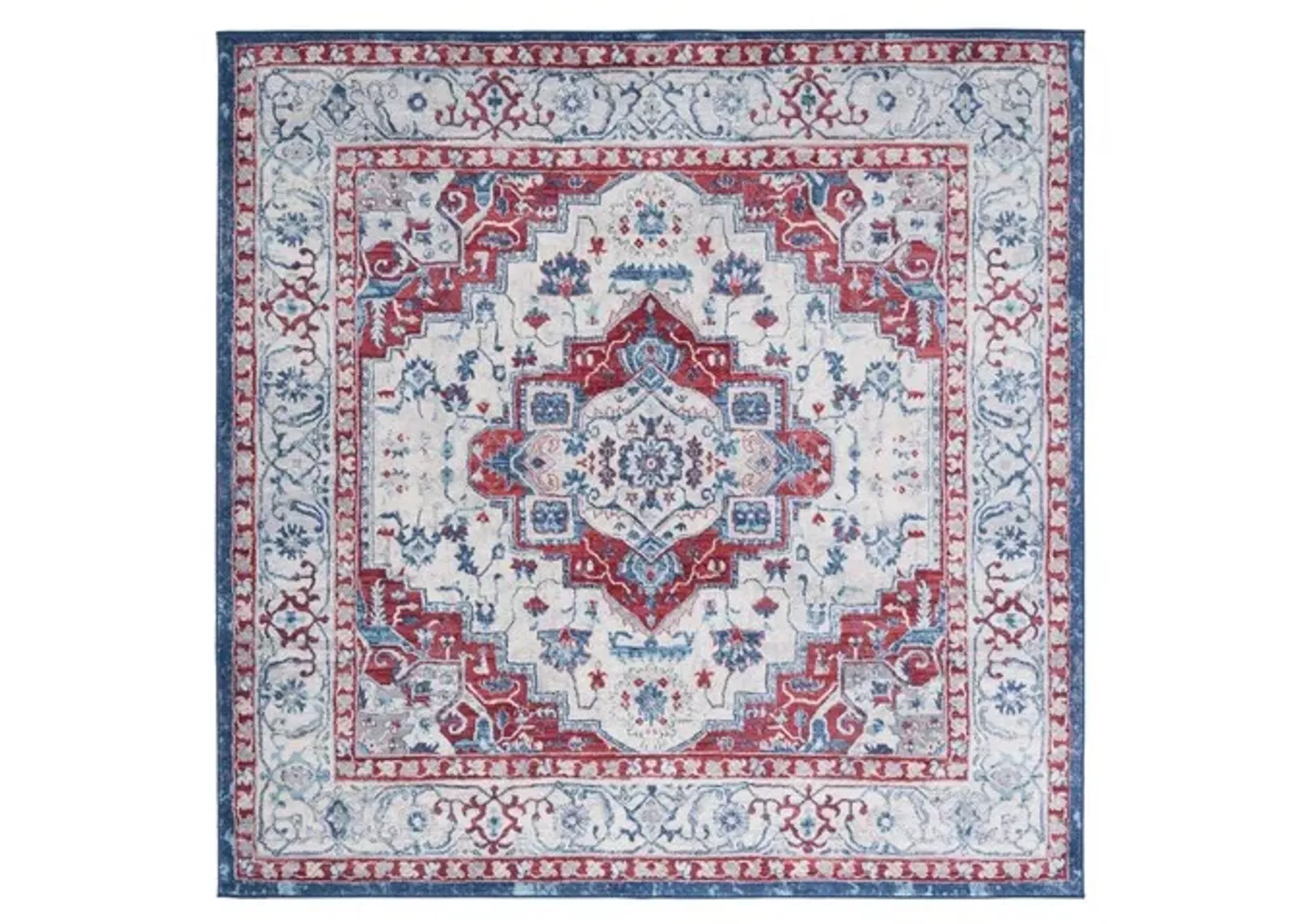 Brentwood 851 Beige / Red 6'-7" X 6'-7" Square Square Powerloomed Rug