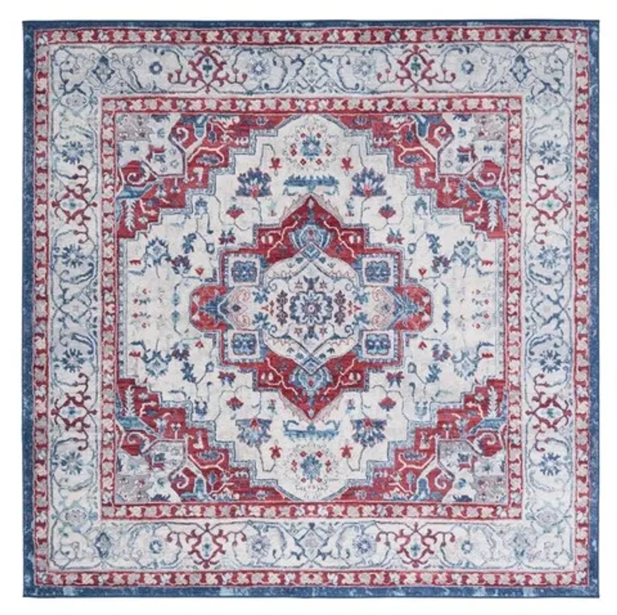 Brentwood 851 Beige / Red 6'-7" X 6'-7" Square Square Powerloomed Rug