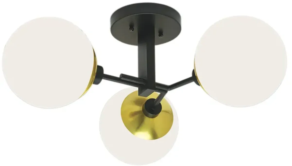 Triple Play Semi-Flush Mount Light - Polished Brass