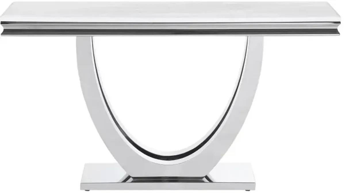 Kerwin U-base Rectangle Sofa Table White and Chrome